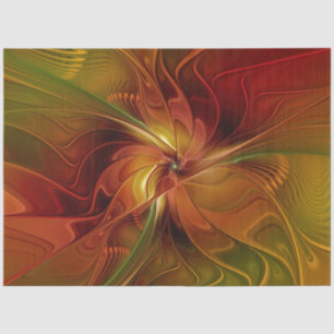 Papel De Seda Flor verde-laranja-abstrato Vermelho Castanho-Cast