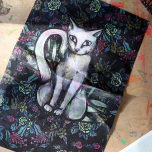 Papel De Seda Flor White cat Flores Flores do sábado