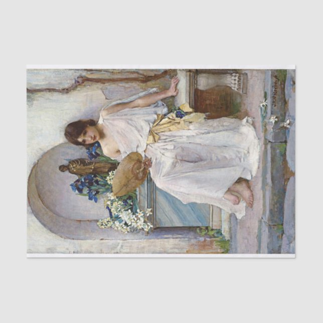 Papel De Seda Flora em White Attyre, por John William Waterhouse (Frente )
