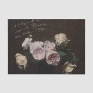 Papel De Seda Florais Anticos com Script