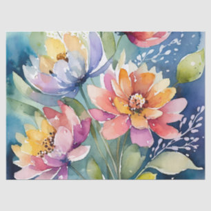 Papel De Seda Florais bonito de Aquarela de Pastel