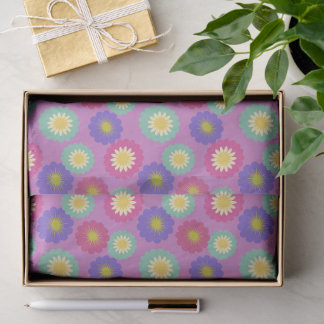 Papel De Seda Florais Coloridos e Retrô em Roxo Rosa Verde