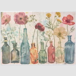 Papel De Seda Florais de Aquarela de Pastel em Decoupage de Garr