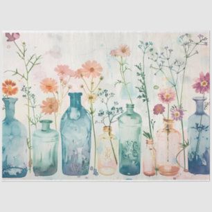 Papel De Seda Florais de Aquarela de Pastel em Decoupage de Garr