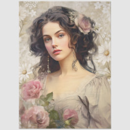 Papel De Seda Florais de Grunge Branco da Era Vitoriana e Vintag