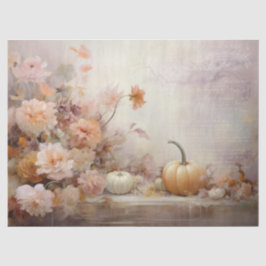 Papel De Seda Florais de Pumpkins Brancos com Decoupage de Texto
