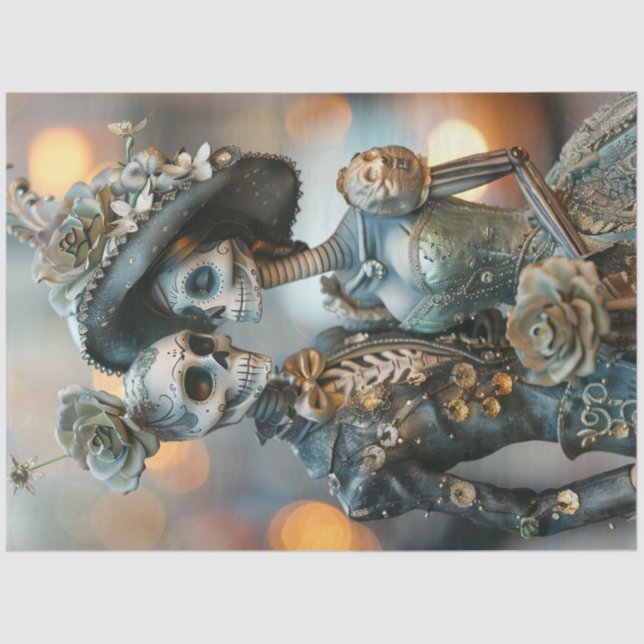 Papel De Seda Florais de Teal de Casamento Elaborado e Desarticu (Frente )