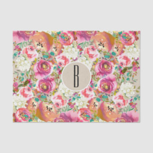 Papel De Seda Florais Elegantes Rústico Kraft Monograma Shabby C