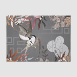 Papel De Seda Florais, Pássaros, Cinzas Secundárias