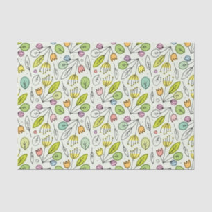 Papel De Seda Florais Pastel & folhas 2