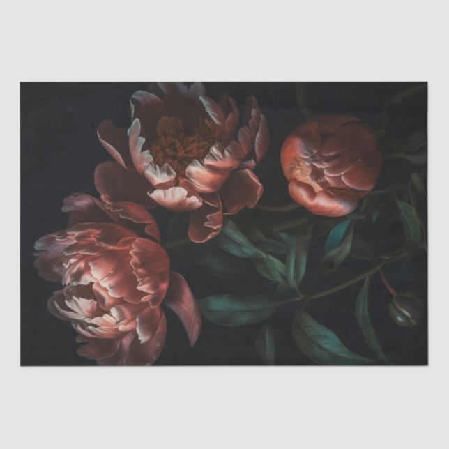 Papel De Seda Florais Românticos Escuros Desfazem Quebra-Present (Frente )