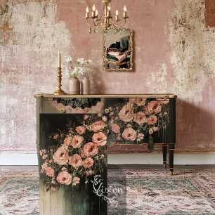 Papel De Seda Florais Românticos Etéreos Rosa Salmão Mal-humorad