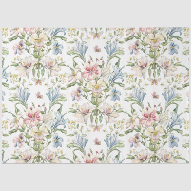 Papel De Seda Florais Vintage Elegantes (Frente )