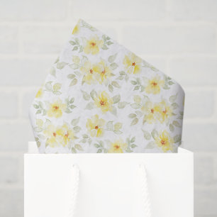 Papel de Seda Floral Amarelo, Flores Decoupage
