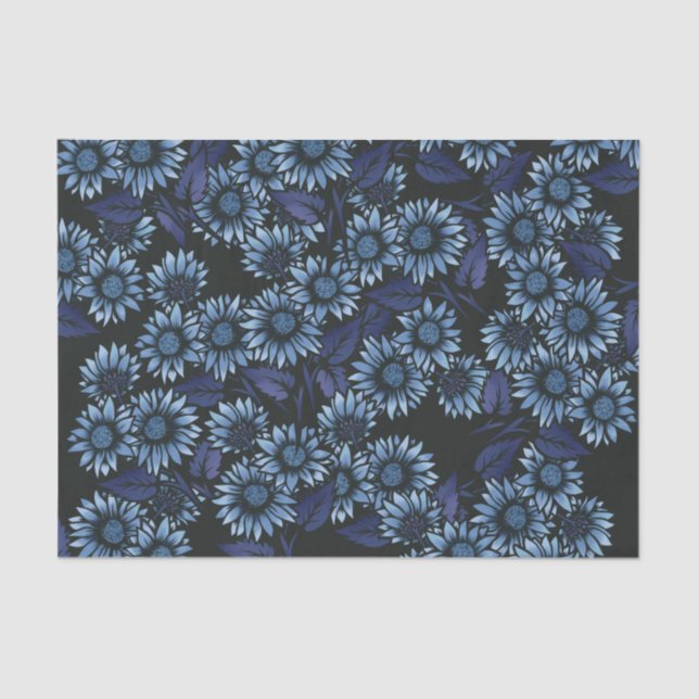 Papel De Seda Floral Azul (Frente )