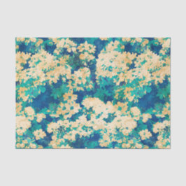 Papel De Seda Floral azul e branco