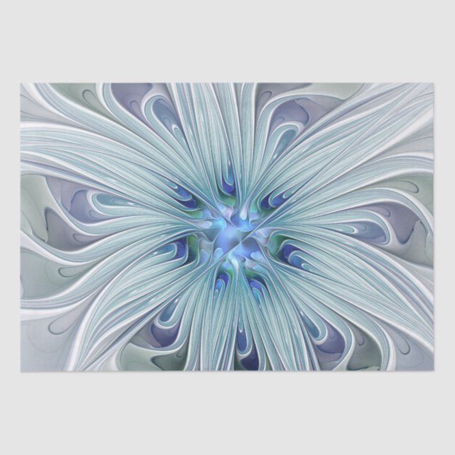 Papel De Seda Floral Beauty Abstrato Modern Blue Pastel Flower (Frente )