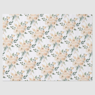 Papel De Seda Floral Beige Blush em White Weding Tissue Paper