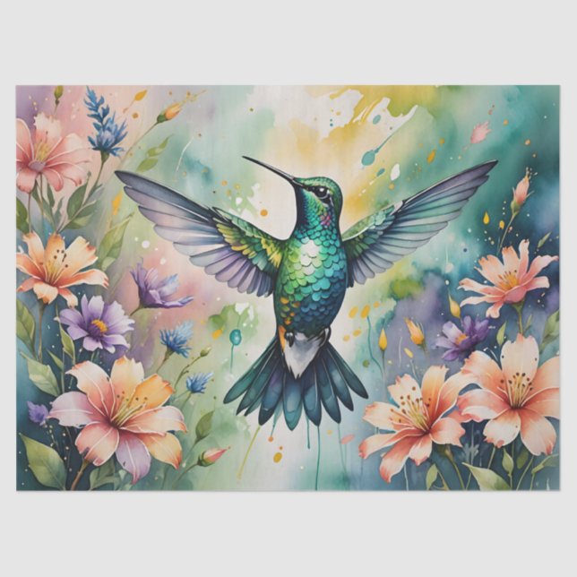 papel de seda floral beija-flor (Frente )
