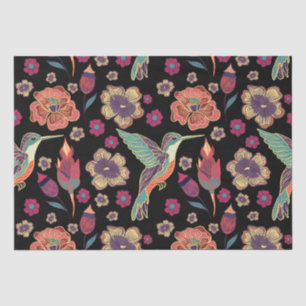 Papel De Seda Floral Bird Design Trabalho de arte inspirado na
