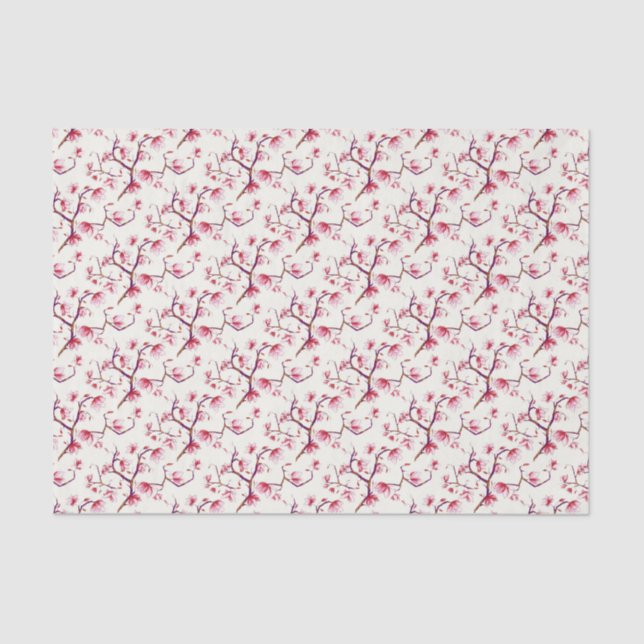 Papel De Seda Floral Boêmiano Russo-Primavera Rosa Blush (Frente )