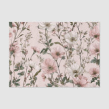 Floral Boho Vintage Rosa Branco Rústico
