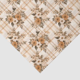 Papel De Seda Floral Bouquets and Autumn Plaid 3 Sheets