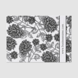 Papel De Seda Floral Branco e Preto Elegante