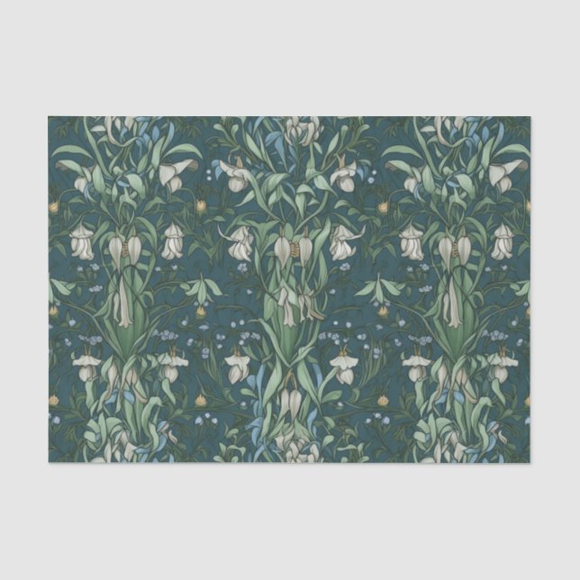 Papel De Seda Floral Branco Elegante (Frente )