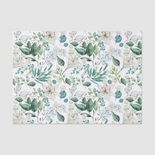 Papel de Seda Floral Branco para Casamento Chá de  (Frente )