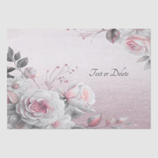 Papel de Seda Floral Branco Rosa