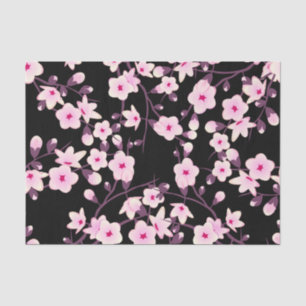 Papel De Seda Floral Cherry Blossomo Rosa Preto