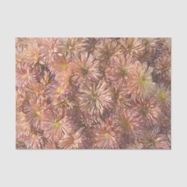Papel De Seda Floral Chic Rosa Pastel Crisântemo Decoupage (Frente )