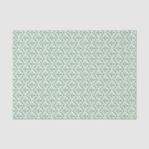 Papel De Seda Floral chique decorativo branco verde da pervinca