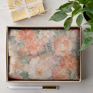 Papel De Seda floral Coral Pêssego Romântico Bloom Decoração de