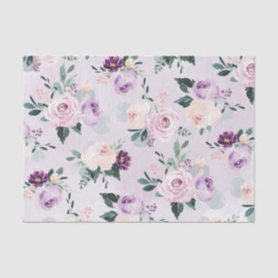 Papel De Seda Floral de cor-de-água roxa e botânica floral