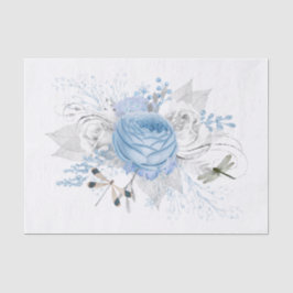 Papel De Seda Floral de Dragonfly Azul Elegante