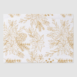 Papel De Seda Floral de Natal da Linha Dourada Elegante