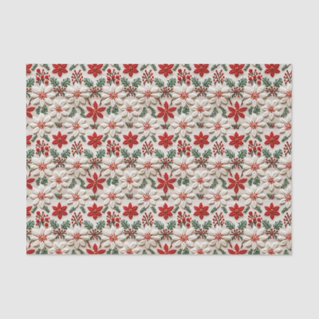Papel De Seda Floral de Natal Elegante (Frente )