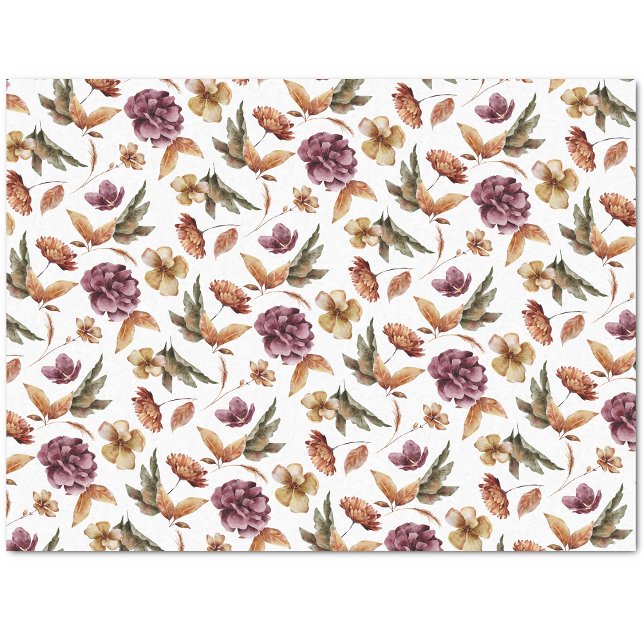 Papel de Seda Floral de Outono (Watercolor Floral Fall Tissue Paper by Painted Paperie
)