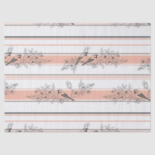 Papel De Seda Floral de Pássaro Vintage em Listra Toile (12)