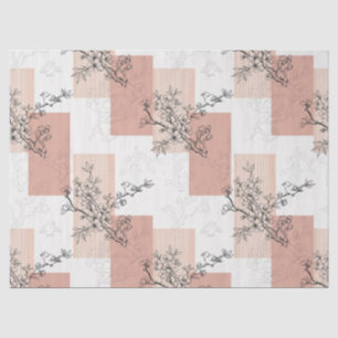 Papel De Seda Floral de Pássaro Vintage em Listra Toile (6)