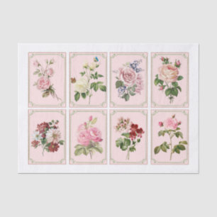 Papel De Seda Floral de Rosa vermelha Rosa Vintage com Desligame