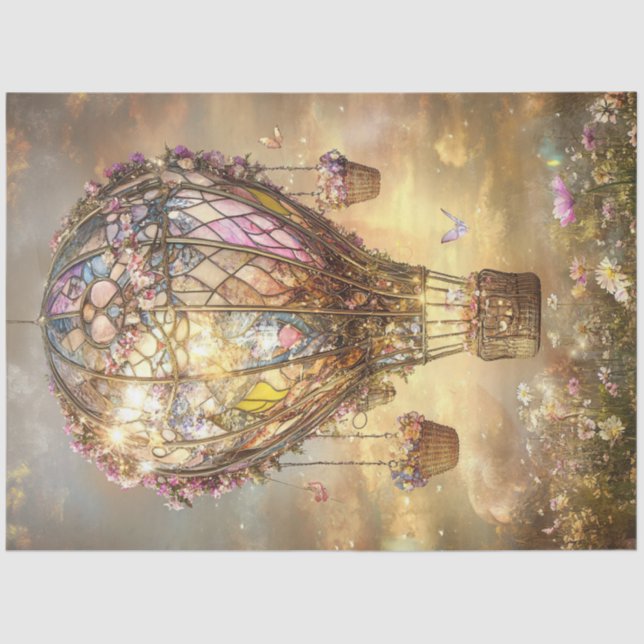 Papel De Seda Floral de Vidro Arrefecido de Ar Quente (Frente )