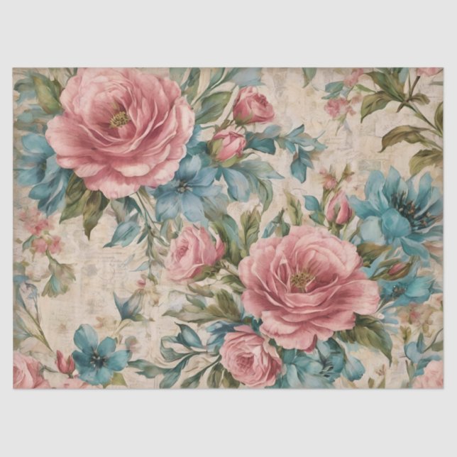 Papel De Seda Floral Desgastada (Frente )
