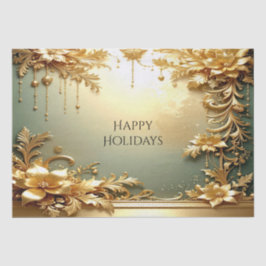 Papel de Seda Floral Dourado para Festa
