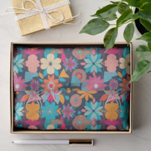 Papel De Seda Floral e Geométrico dos anos 1960