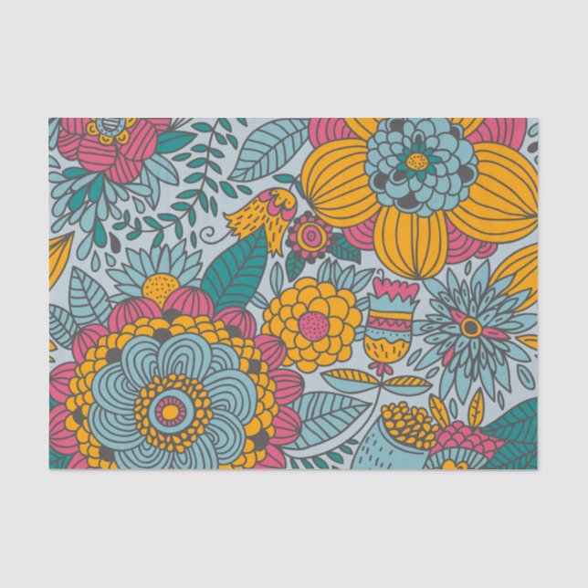 Papel De Seda Floral e Vinhas Negrito (Frente )
