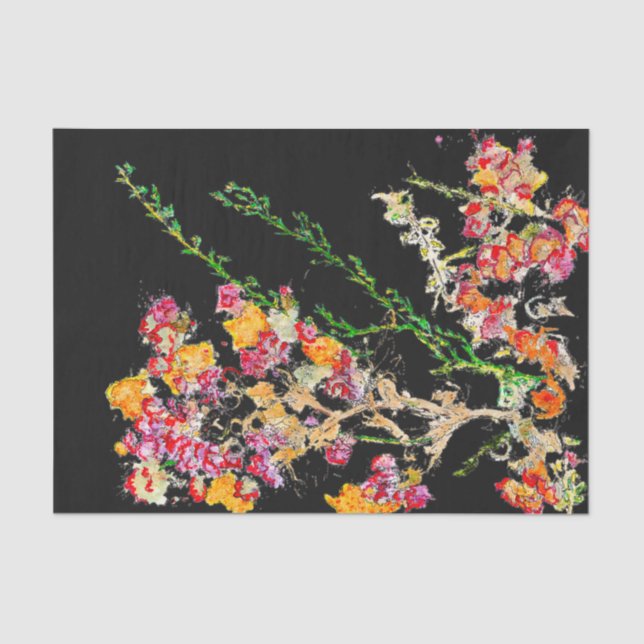 Papel De Seda Floral elegante, orgânico único (Frente )