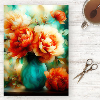 Papel de Seda Floral em Aquarela Vibrante